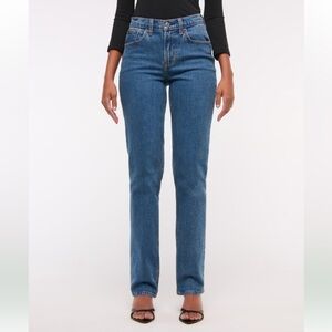 NWT Abercrombie & Fitch 90s Straight Mid Rise Curve Love Medium Wash Jean 35L